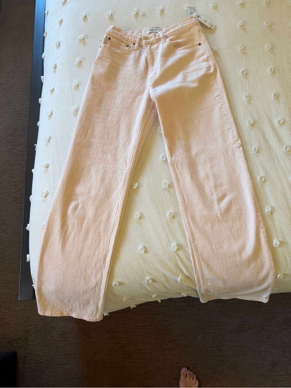 Abercrombie & Fitch Pale Pink High-Rise Wide Leg Jeans